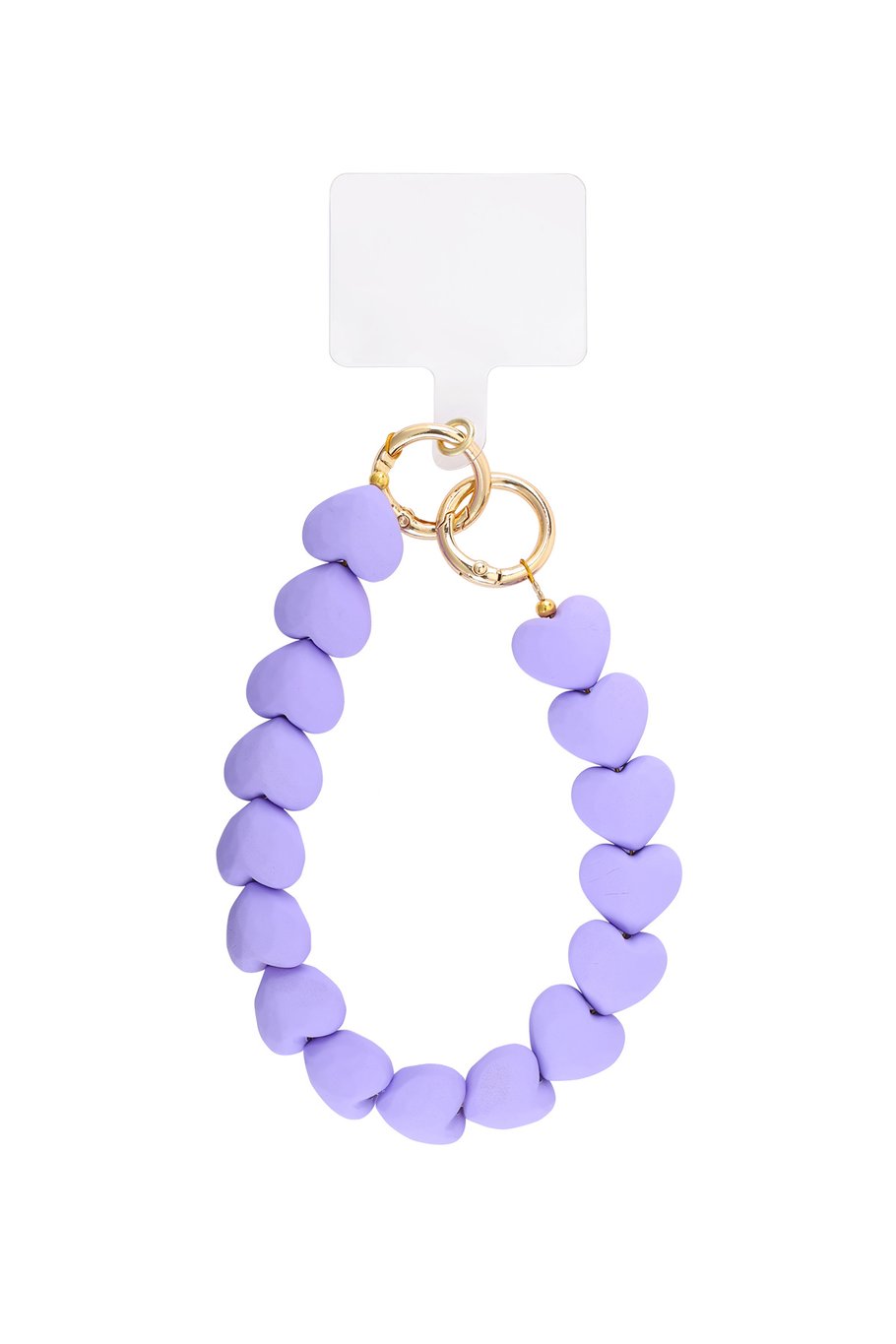 Lila telefoonkoord met hartjes van acryl – matte structuur – trendy accessoire