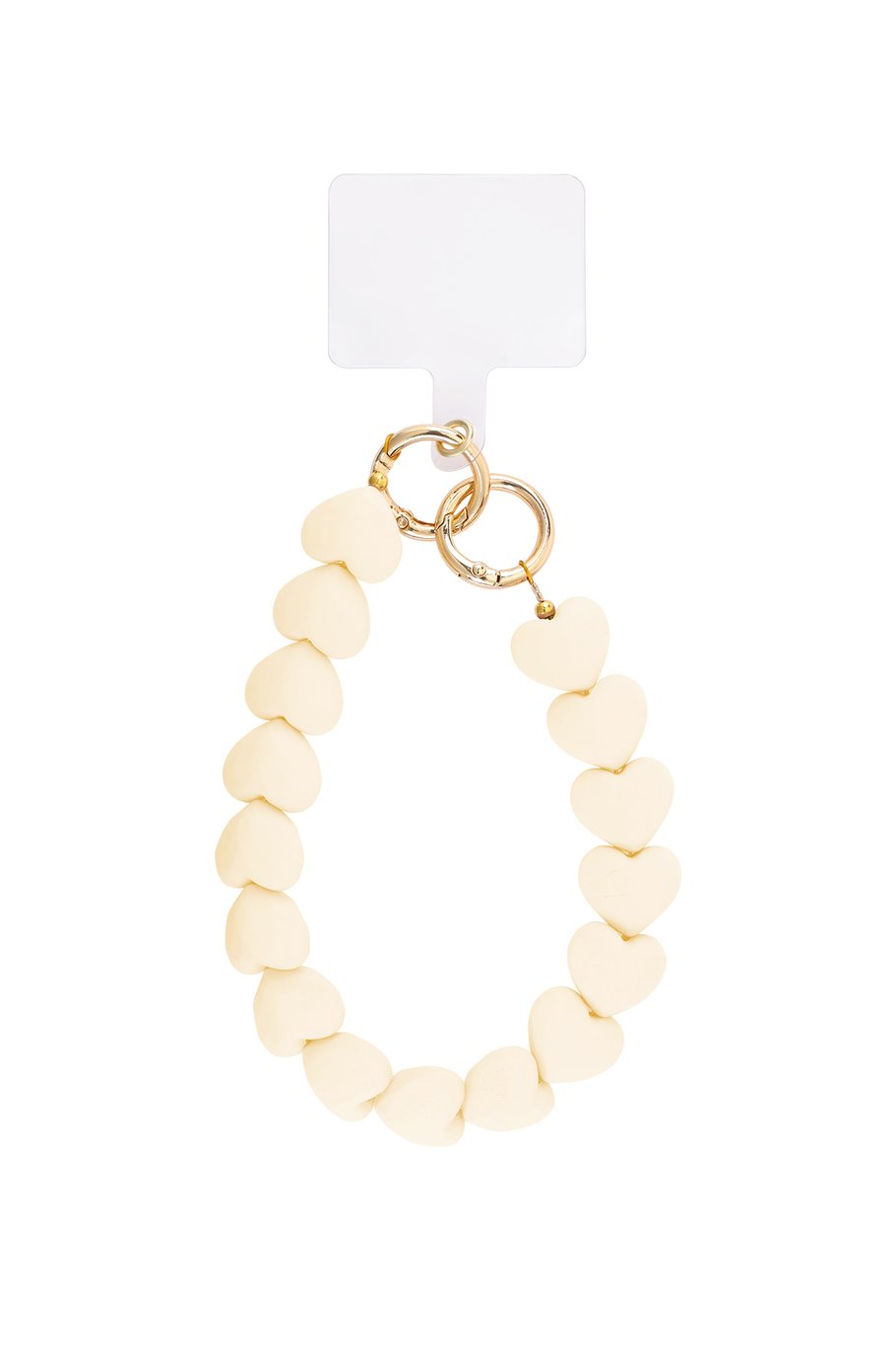 Crème telefoonkoord met hartjes van acryl – matte structuur – trendy accessoire