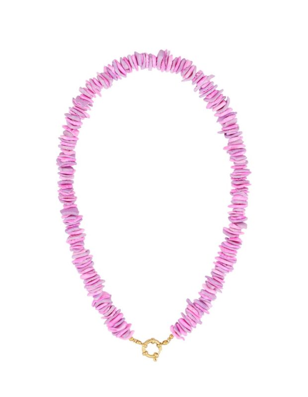 Schelpenketting paars met ring voor hanger of bedel – So Lucky