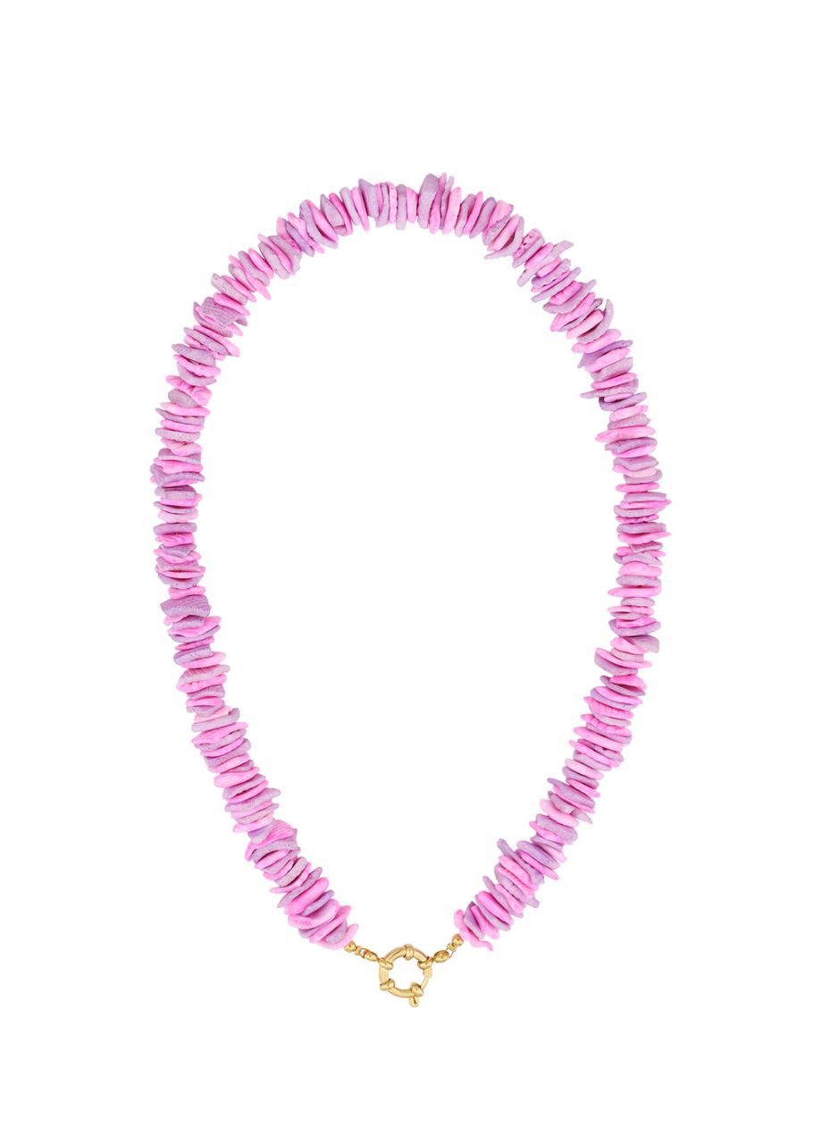 Schelpenketting paars Schelpenketting paars met ring voor hanger of bedel – So Lucky