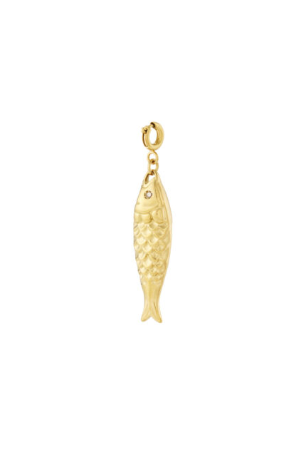 Gouden bedel visje stainless steel met karabijnhaakje – So Lucky