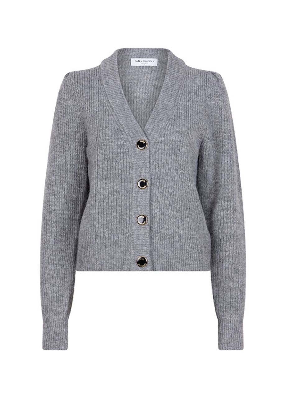 Lofty Manner Lilly vest Grijs gebreid vest dames Lofty Manner – V-hals en lange mouwen