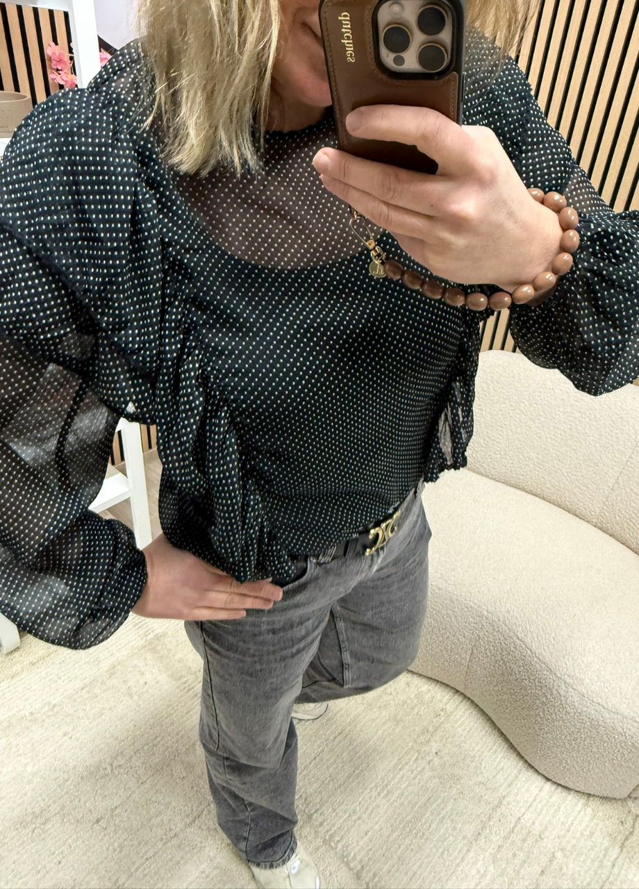 Sisters Point Udar top Detail Polkadot top met ruffles - So Lucky