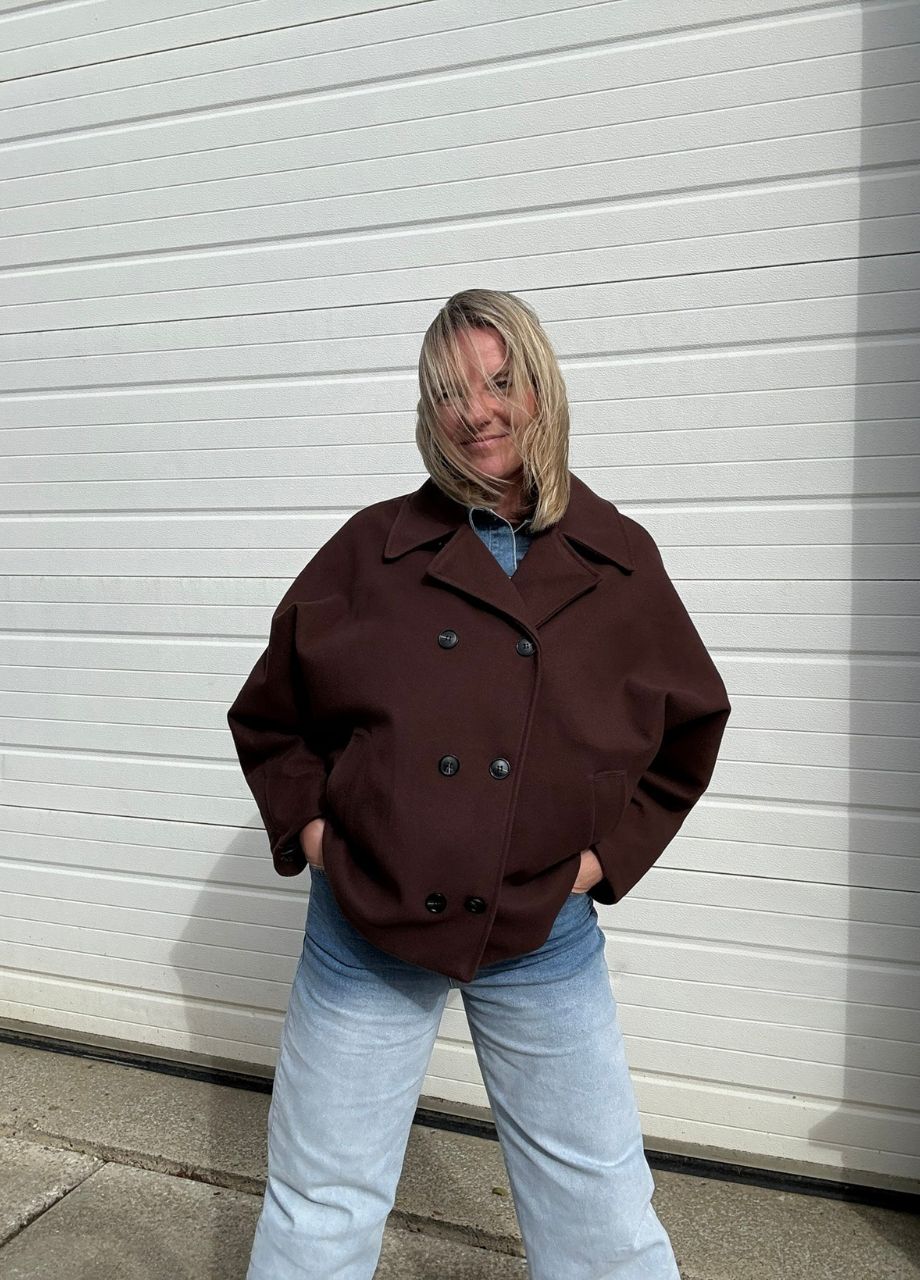 Trenchcoat jas in bruin – kort oversized model – onesize dames – So Lucky