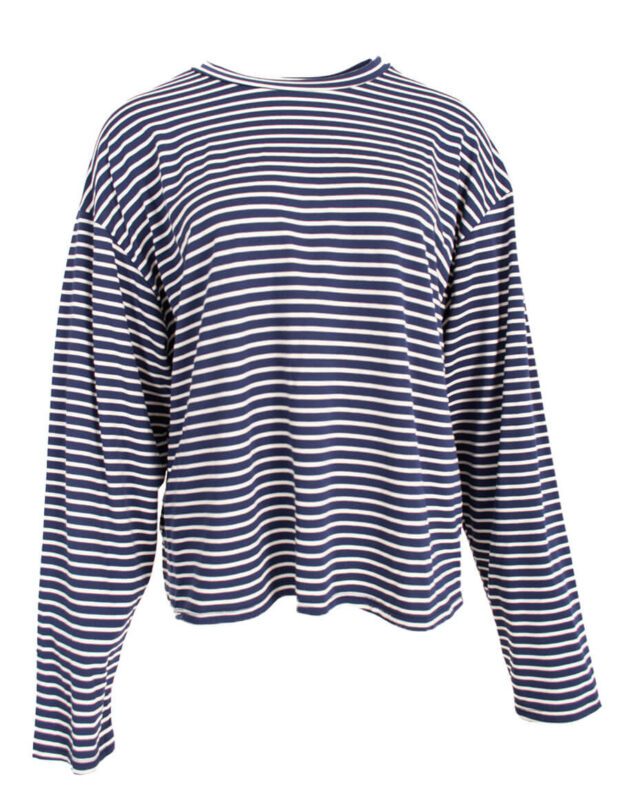 Gestreepte longsleeve top in blauw met wit (ecru) strepen – oversized fit – So Lucky
