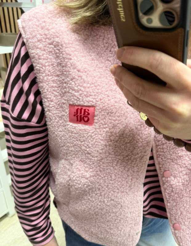 Teddy bodywarmer lichtroze embleem Amour detail – So Lucky