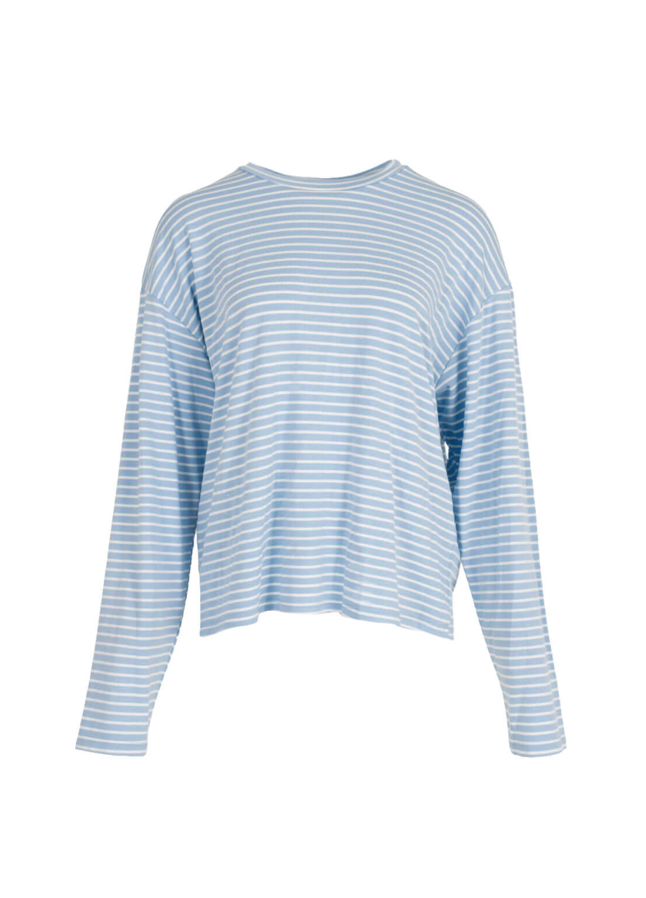 Gestreepte longsleeve lichtblauw ecru Gestreepte longsleeve lichtblauw ecru voorkant – So Lucky