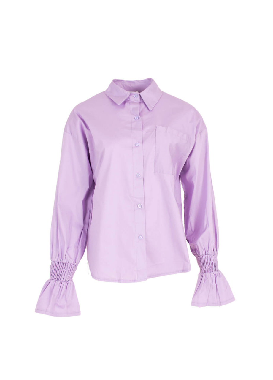 Blouse met gesmockte mouw lila - So Lucky