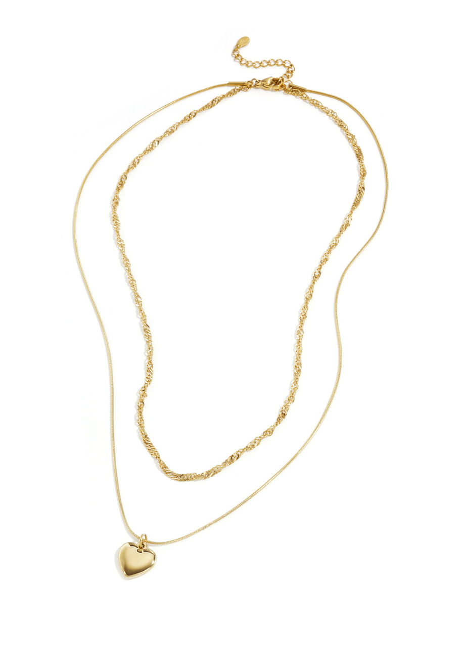 Gelaagde ketting met hart goud – So Lucky Gelaagde ketting met hart goud – So Lucky