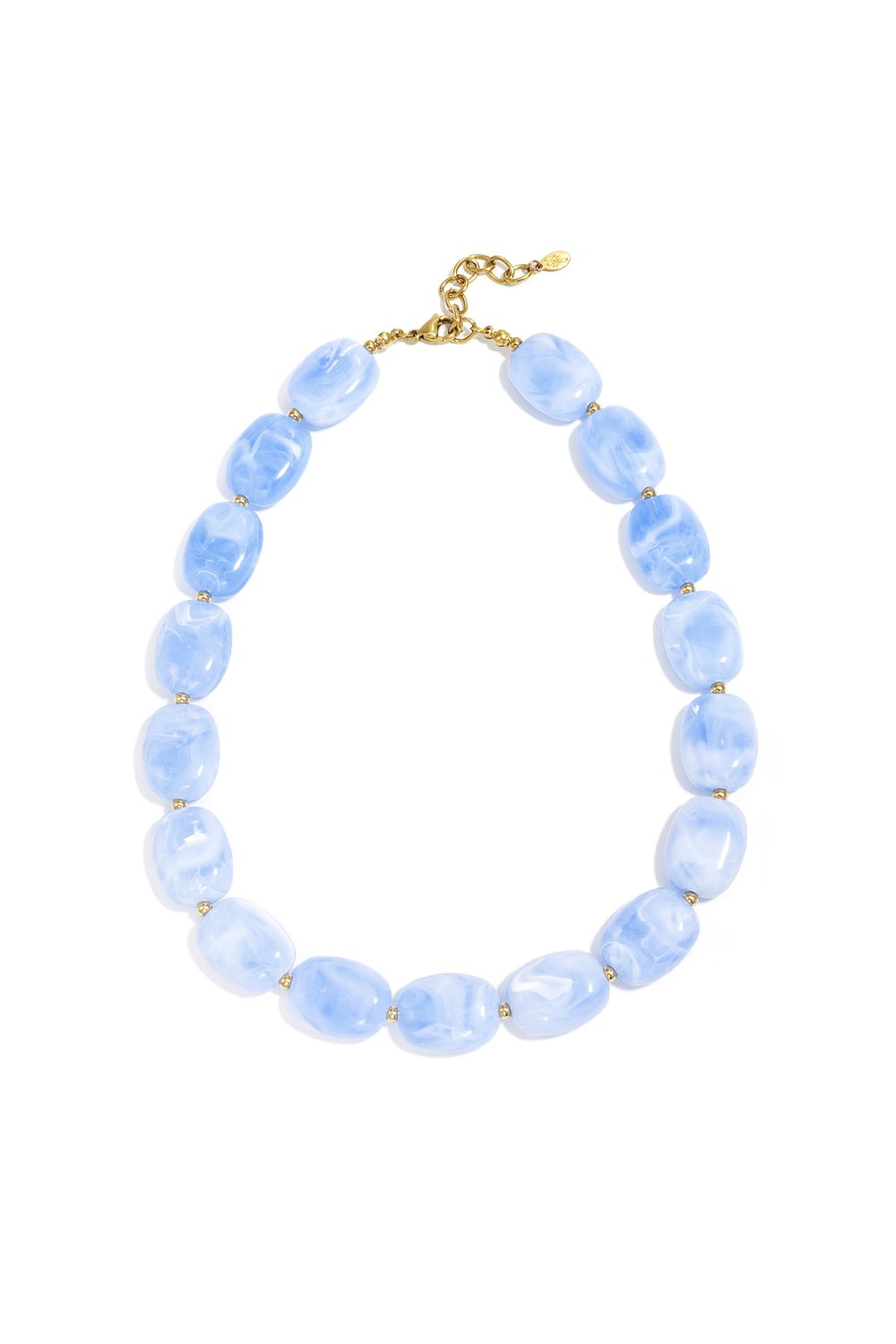 Kralen ketting - blauw - grote ovale kralen blauwe kralen ketting met grote kralen – So Lucky