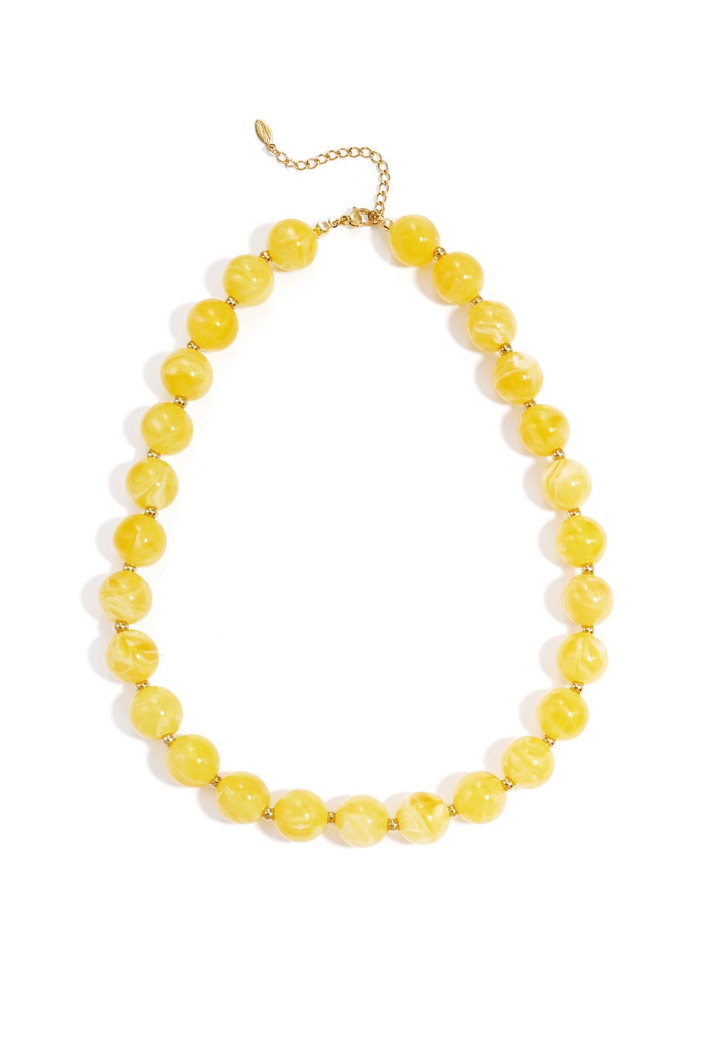 Kralen ketting – geel – 13,5 mm kralen gele kralen ketting met goudkleurige kraaltjes – So Lucky