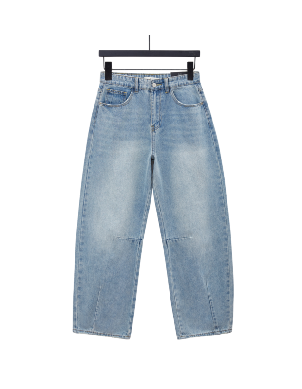 Lichtblauwe barrel jeans van Laulia met ankle fit – So Lucky