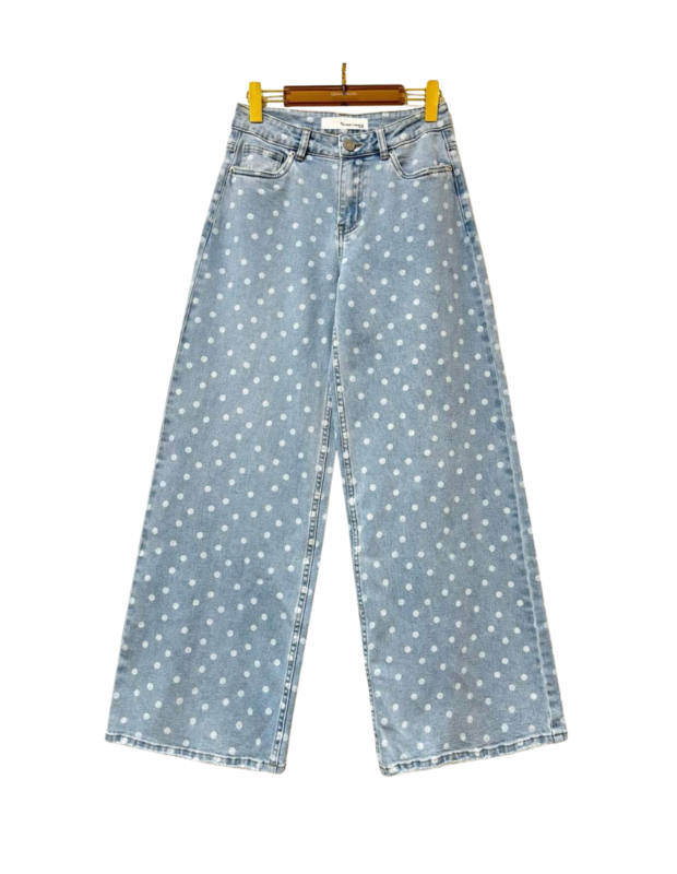 Voorkant Queen Hearts Wide Leg Jeans Polka Dots