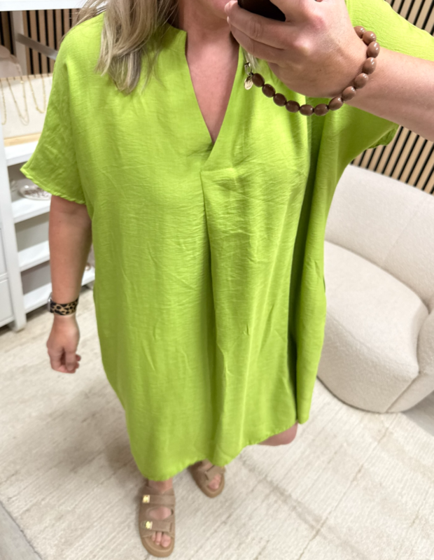 Losvallende jurk Evy lime – So Lucky