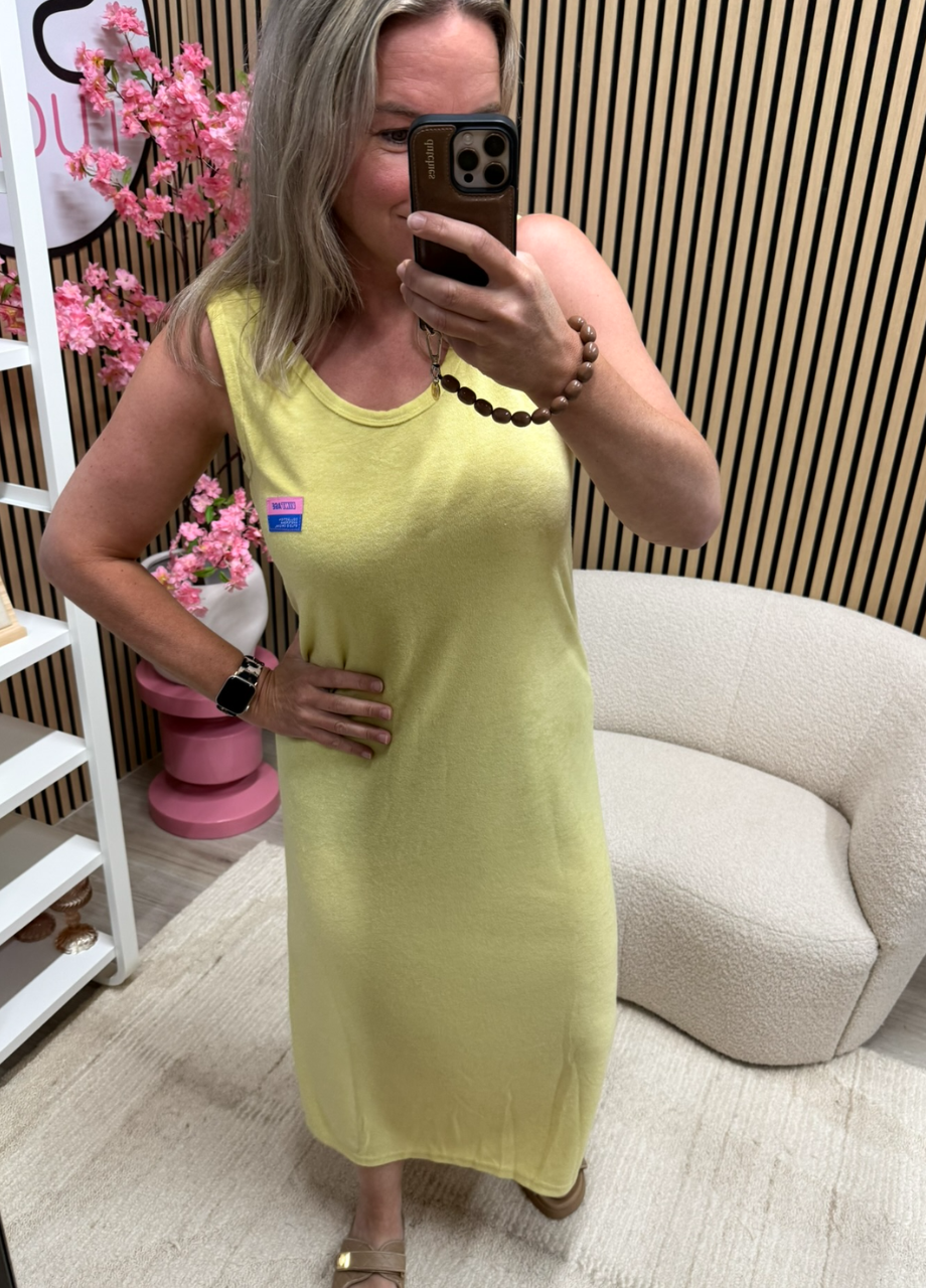 Maxi jurk - geel - badstof Maxi jurk - geel - badstof - Afbeelding 1