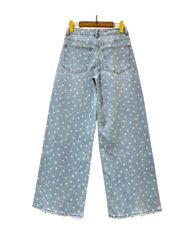 Achterkant Queen Hearts Wide Leg Jeans Polka Dots