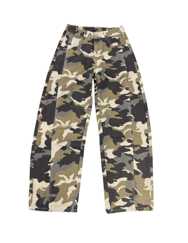 Queen Hearts army jeans camouflage barrel fit voorkant – So Lucky