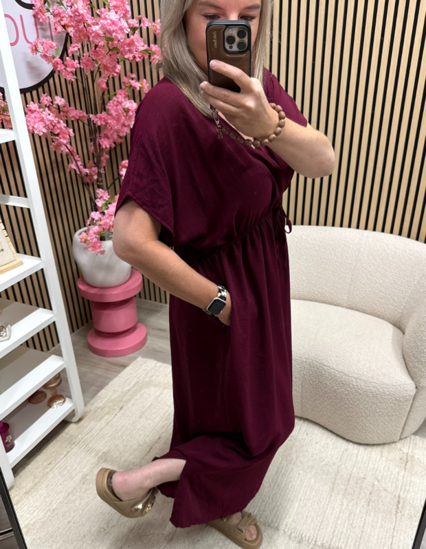 Jurk Ivy – maxi jurk – bordeaux luchtige zomerjurk – So Lucky
