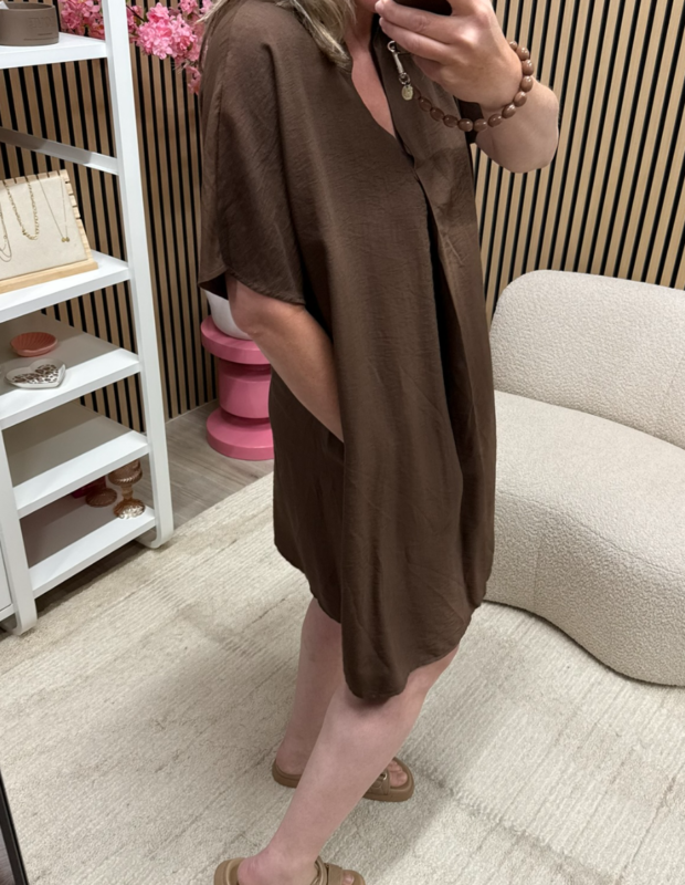 Losvallende jurk Evy bruin – So Lucky