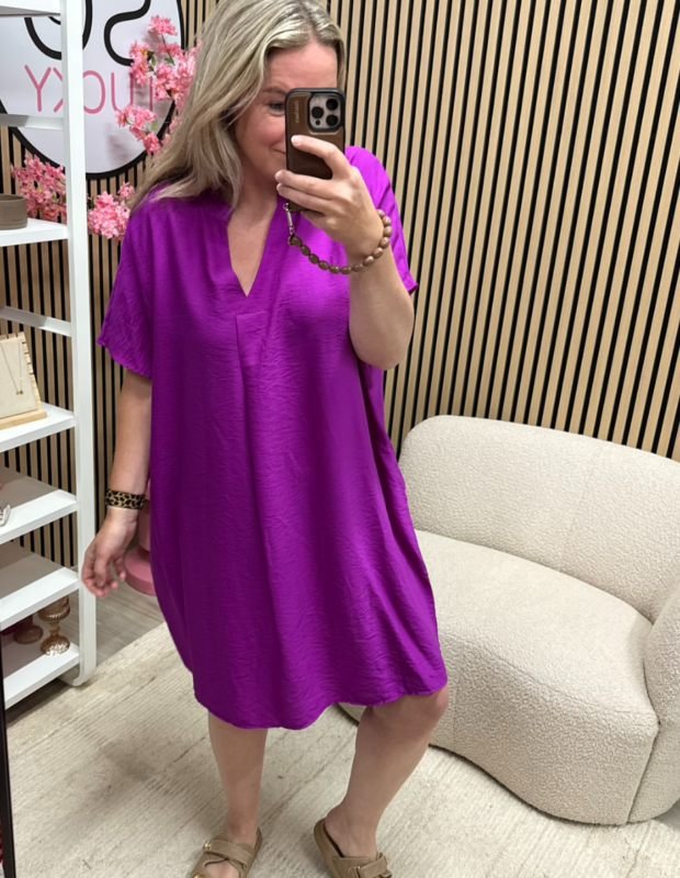 Losvallende jurk Evy magenta – So Lucky