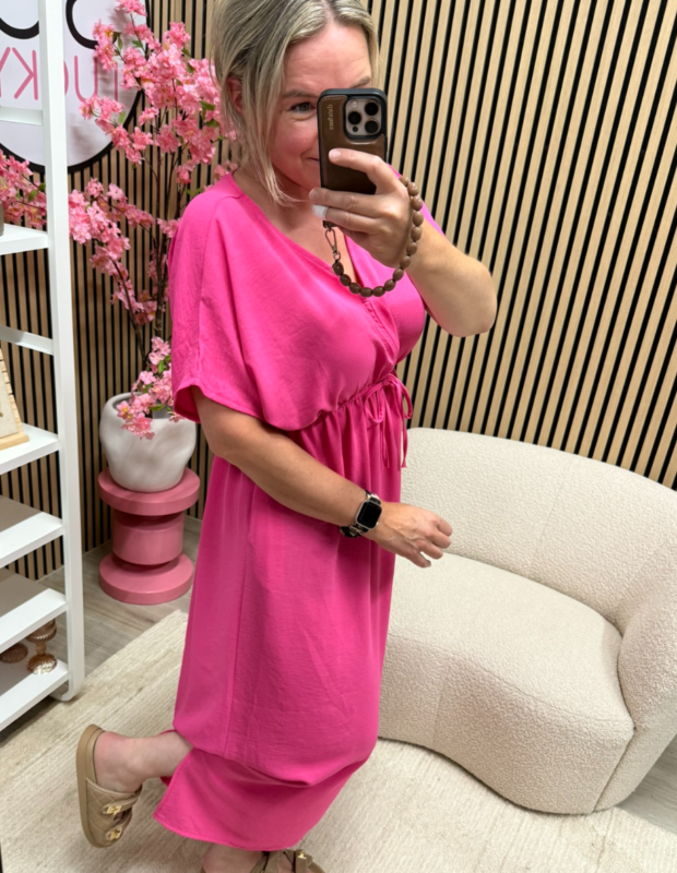 Lange jurk Ivy roze zomerse jurk – So Lucky