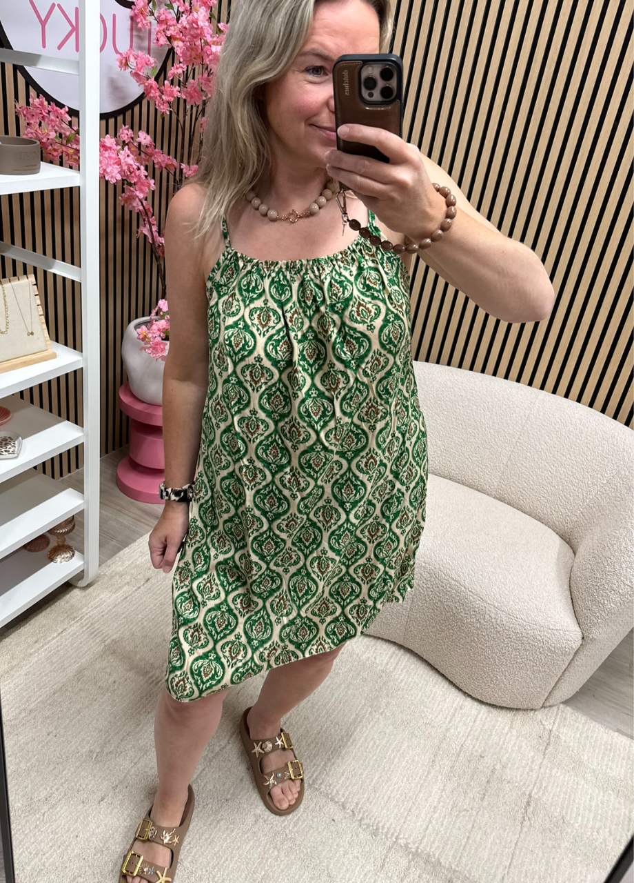 Jurkje 100% viscose Jurkje 100% viscose - groen met spaghettibandjes – So Lucky