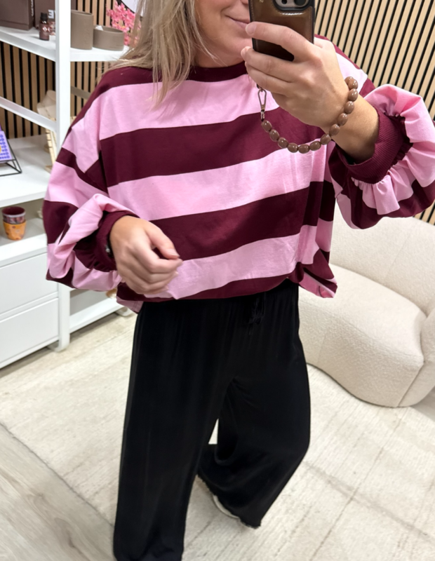 Oversized dames sweater in roze en bordeaux - So Lucky