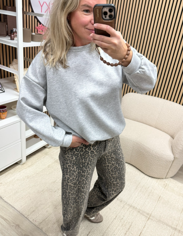 Grijze Basic sweater Saar casual gecombineerd - So Lucky